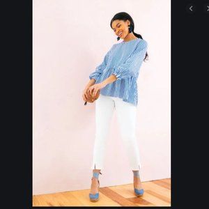 OLIVIA STRIPED PEPLUM TOP POMANDER PLACE